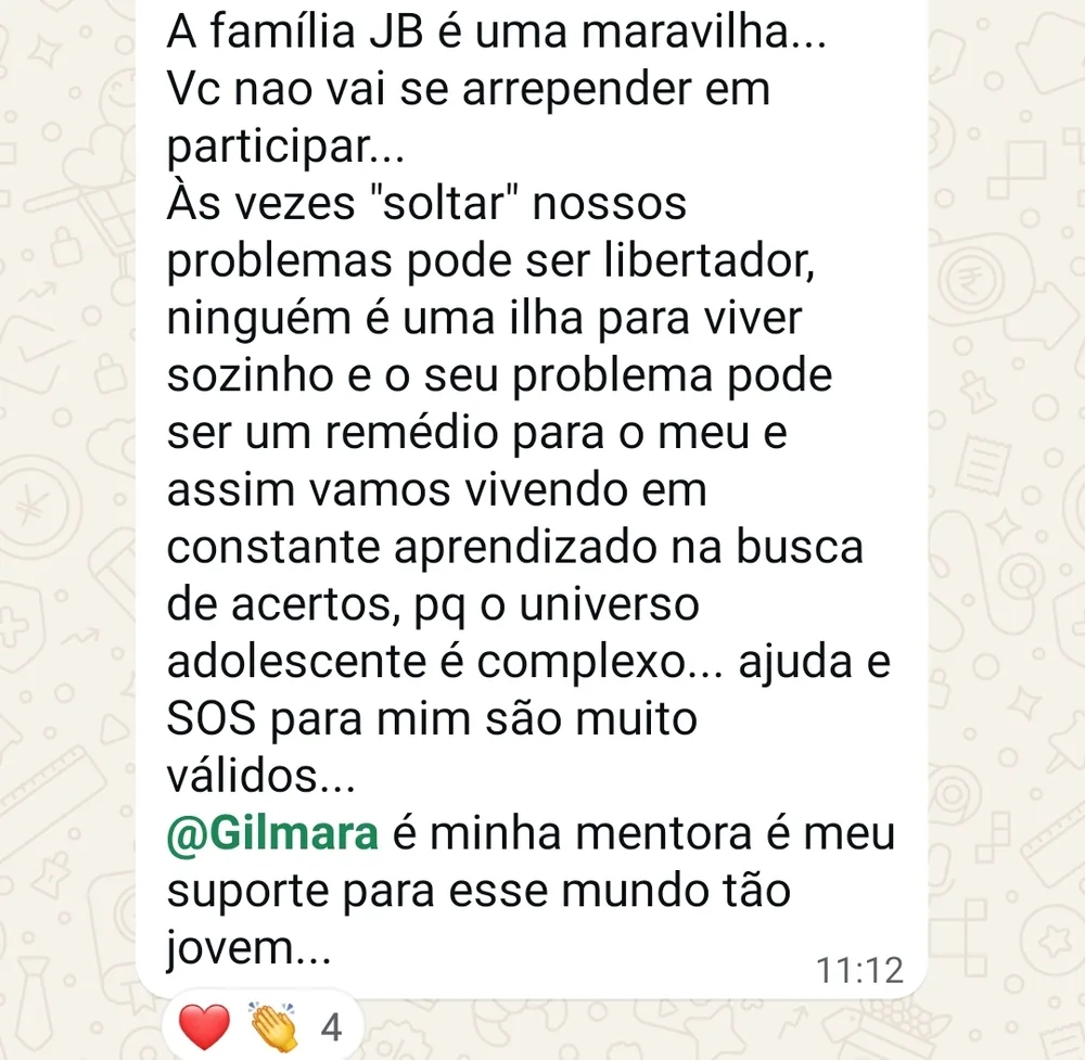 Print de depoimento de aluno(a) da Academia da Família