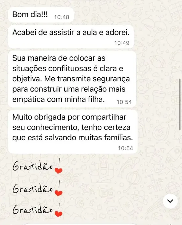 Print de depoimento de aluno(a) da Academia da Família